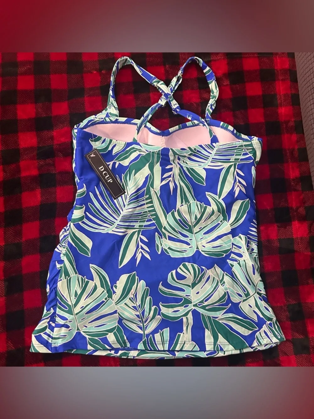 24th & OCEAN Women Bra Cup Underwire Tankini Swimsuit Top Sapphire,Cup 36D (M) - Picture 5 of 7